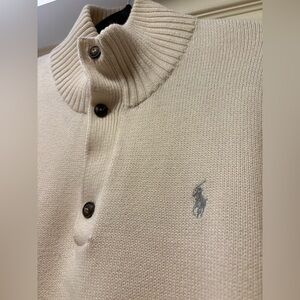 Vintage Polo by Ralph Lauren Men's Button Up Sweater in Cream (Size XXL)